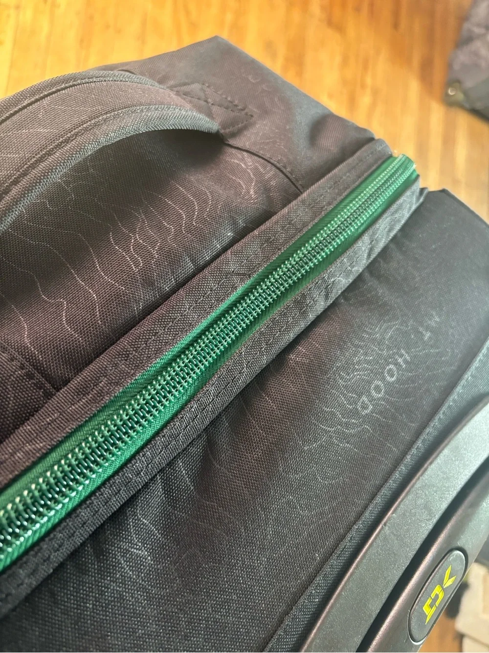 Dakine Gray Backpack with Bright Green Trim and Zipper Pulls